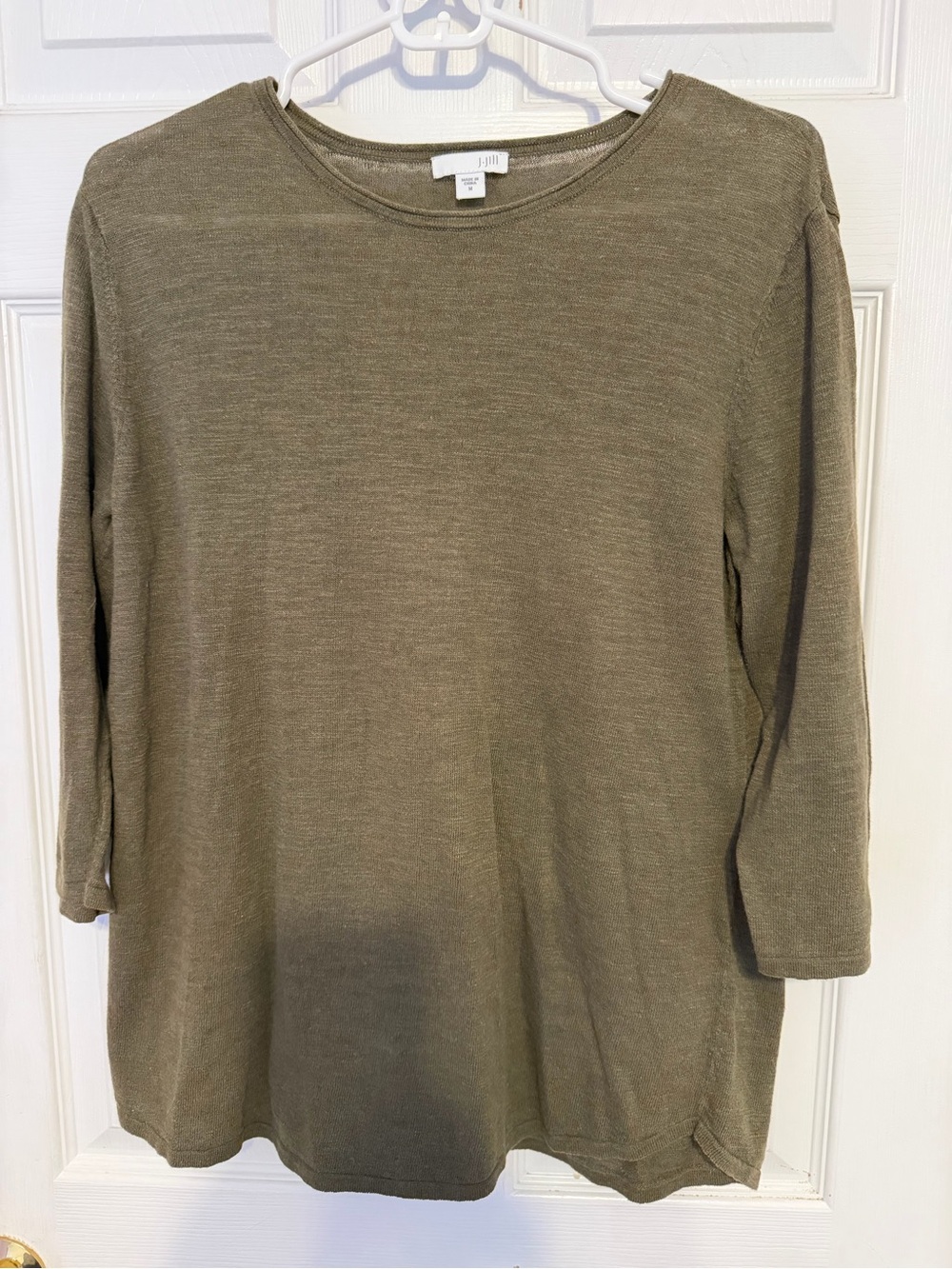 J. Jill Olive Green Crewneck Lightweight Sweater